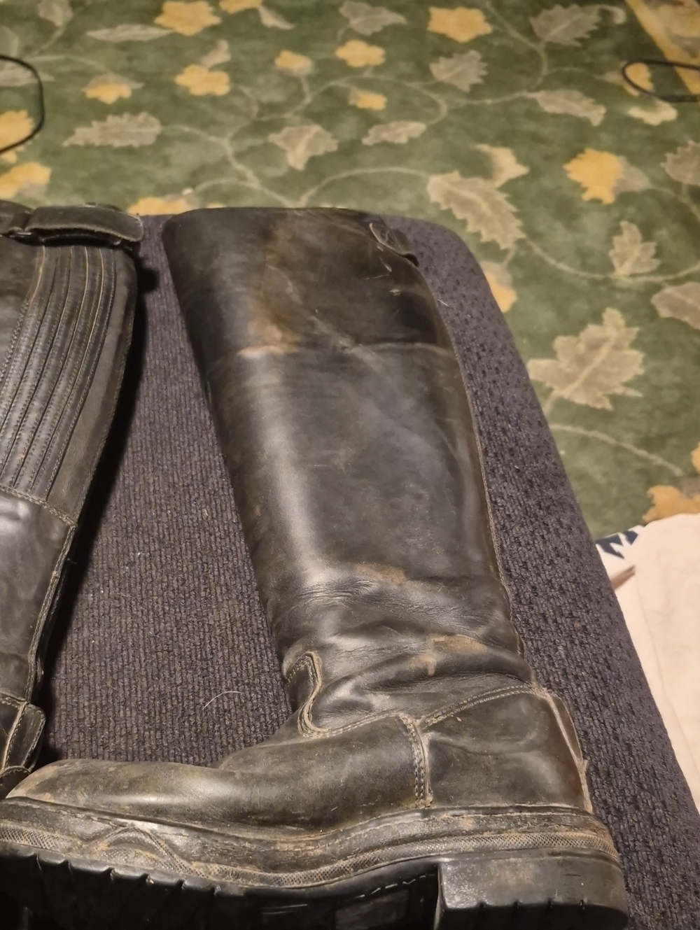 Tall Leather Riding Boots - Black